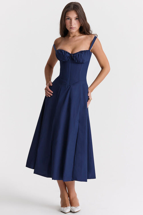 Navy blue bustier dress