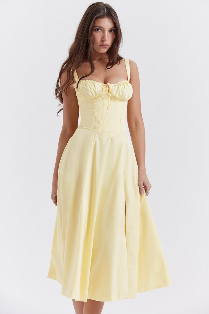 Yellow bustier dress