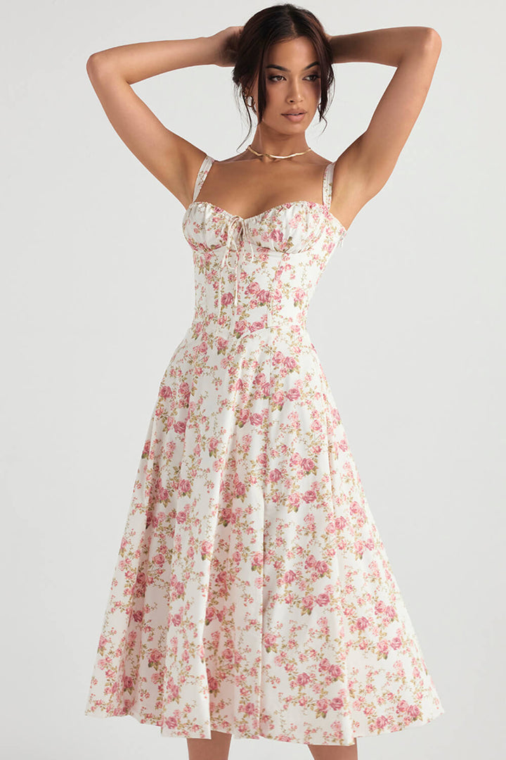 Rose print bustier dress