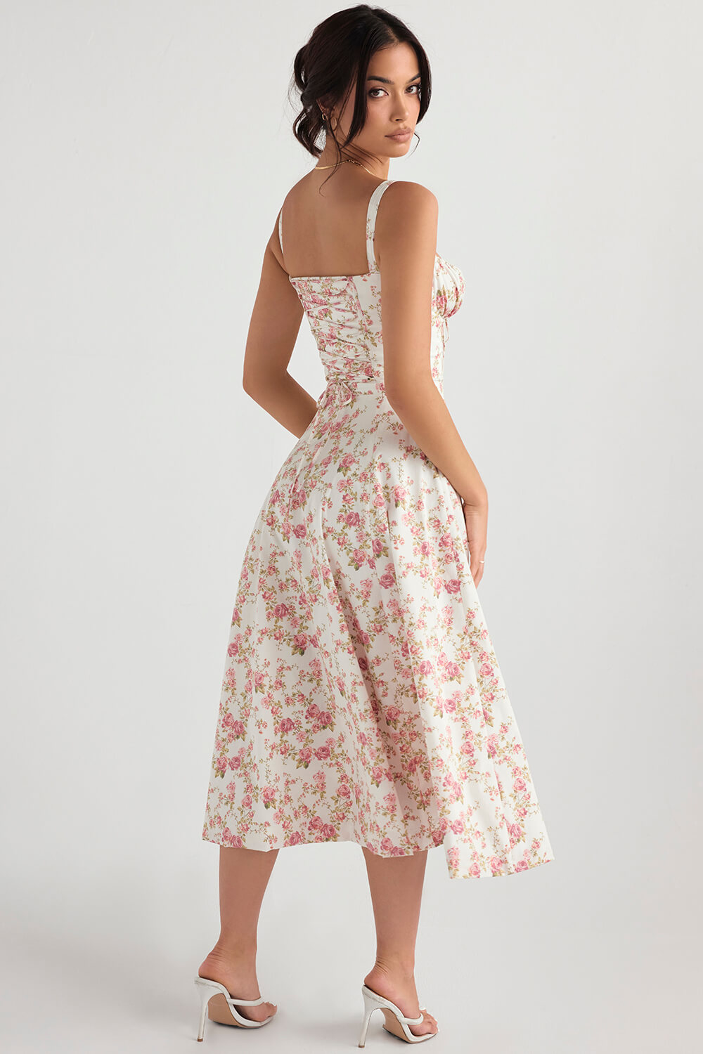 Rose print bustier dress