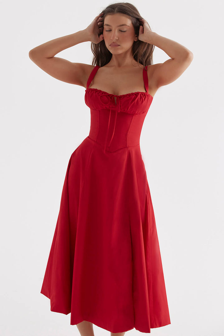 Red bustier dress