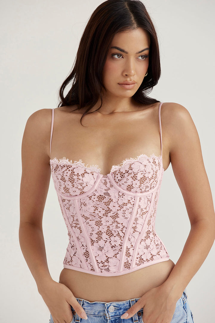 Pink lace corset