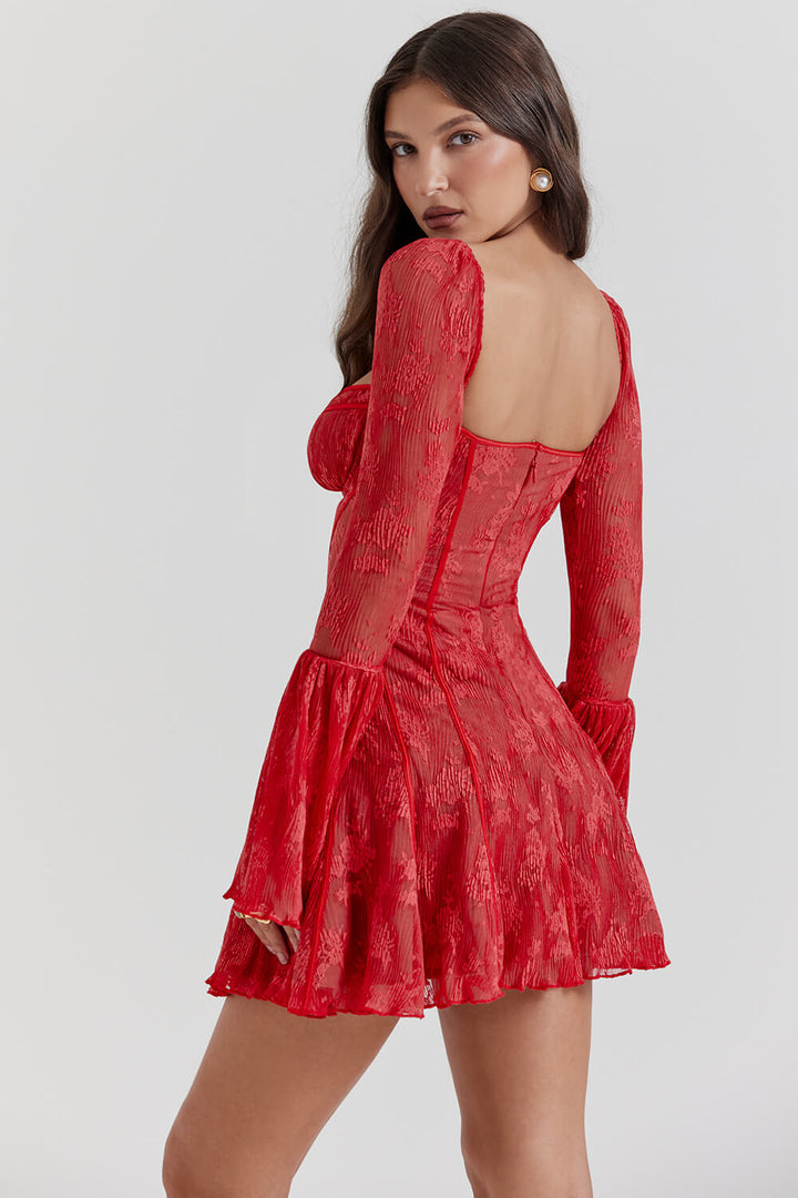 Red lace corset dress