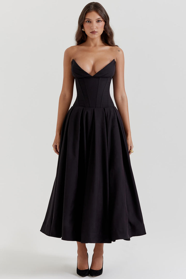 Black strapless dress